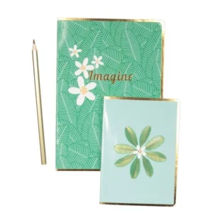 Lot de 2 Carnets & Crayon Imagine 21cm Vert