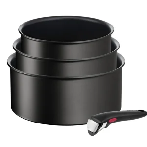 Lot de 3 casseroles 16/18/20 cm (1,5/2,1/3L) + 1 poignée INGENIO ECO RESIST