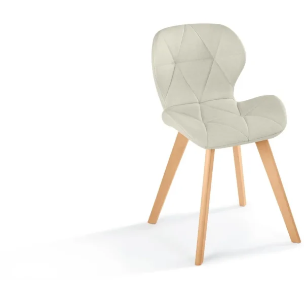 Lot de 4 chaises en tissu style scandinave pieds bois massif GAYA