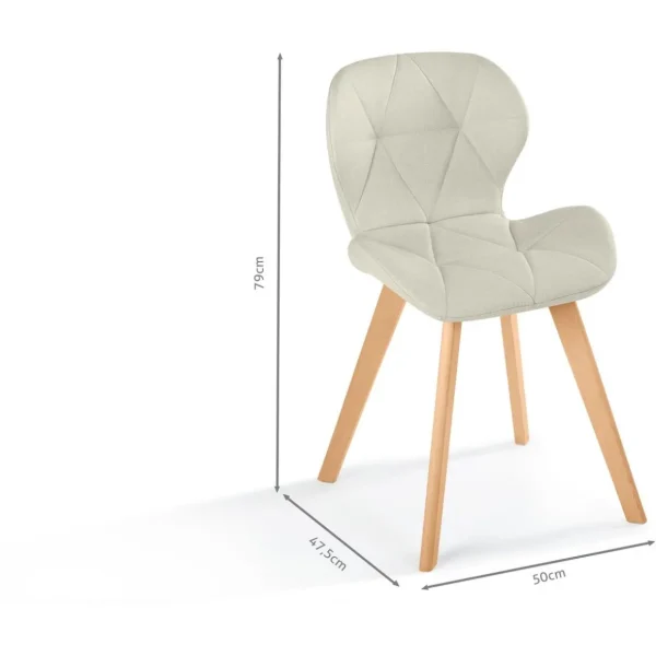 Lot de 4 chaises en tissu style scandinave pieds bois massif GAYA