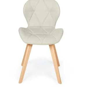 Lot de 4 chaises en tissu style scandinave pieds bois massif GAYA