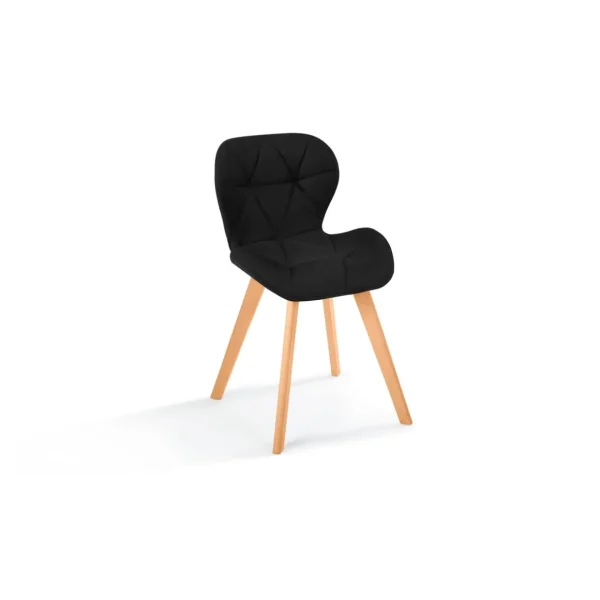 Lot de 4 chaises en tissu style scandinave pieds bois massif GAYA