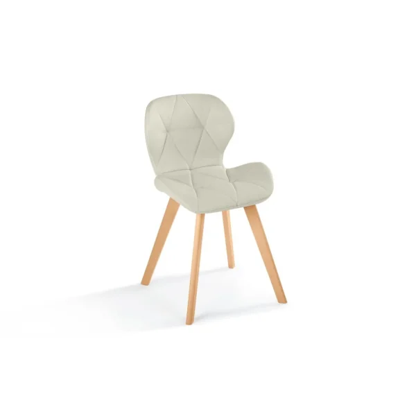 Lot de 4 chaises en tissu style scandinave pieds bois massif GAYA