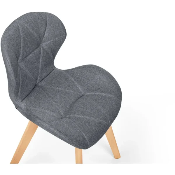 Lot de 4 chaises en tissu style scandinave pieds bois massif GAYA