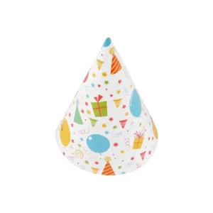 Lot de 6 Chapeaux en Papier Fête 16cm Blanc