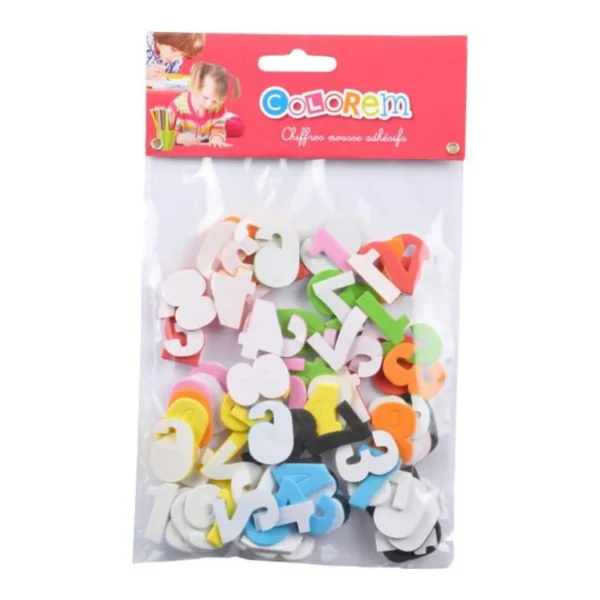 Lot de 100 Chiffres Mousse Adhésifs Multicolore