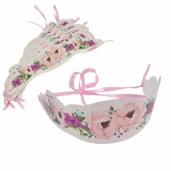 Lot de 6 Couronnes de Fleurs Boho Chat 16cm Rose