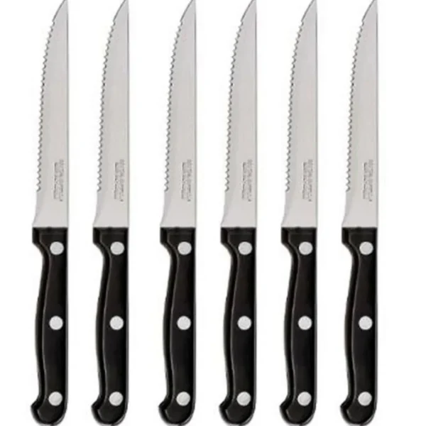 Lot de 6 Couteaux de Table Steak 27cm Noir
