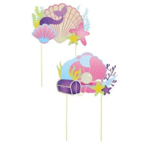 Lot de 2 Décorations de Gâteaux Sirène 28cm Multicolore