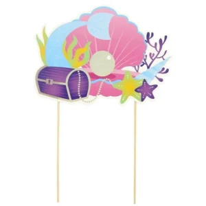 Lot de 2 Décorations de Gâteaux Sirène 28cm Multicolore