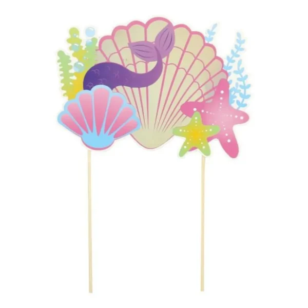 Lot de 2 Décorations de Gâteaux Sirène 28cm Multicolore
