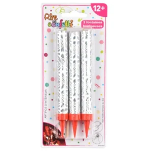 Lot de 3 Fontaines Lumineuses 14cm Argent