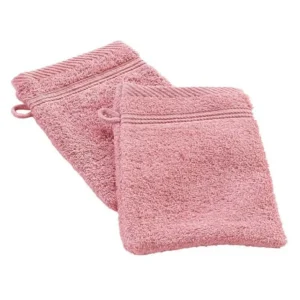 Lot de 2 Gants de Toilette Tendresse 15x21cm Bois de Rose