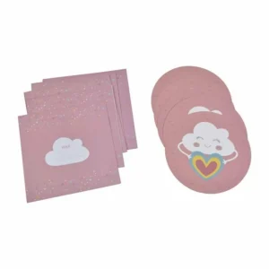 Lot de 6 Invitations d'Anniversaire Nuage Rainbow Rose
