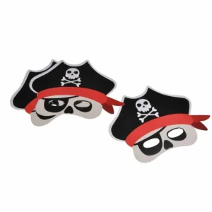Lot de 6 Masques en Papier Pirates Noir