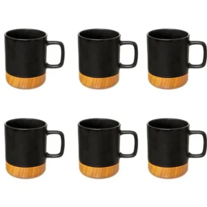 Lot de 6 Mugs Ronds Modern Wood 43cl Noir