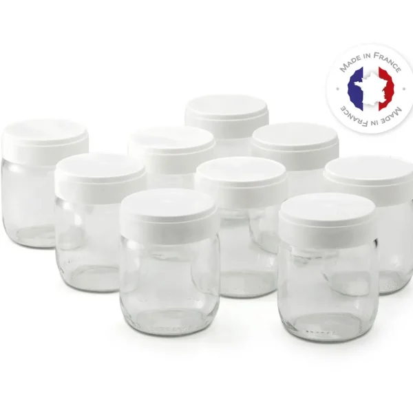 Lot de 9 pots de yaourts 450301 - Tranparent
