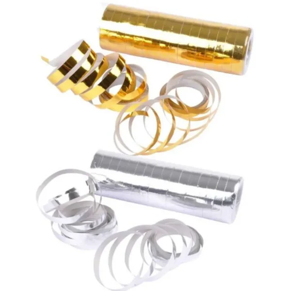 Lot de 2 Rouleaux Serpentins 4m Argent & Or