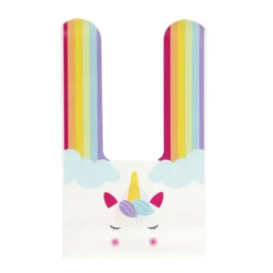 Lot de 10 Sacs à Bonbon Licorne 22cm Multicolore