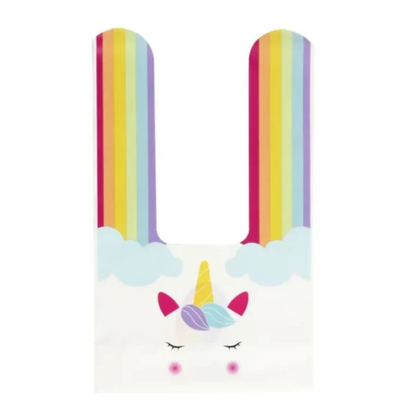 Lot de 10 Sacs à Bonbon Licorne 22cm Multicolore