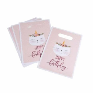 Lot de 6 Sacs à Bonbons Boho Chat 23cm Rose