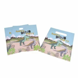 Lot de 6 Sacs à Bonbons Happy Dino 23cm Multicolore