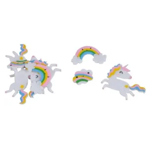 Lot de 8 Stickers Feutrine Licornes 15cm Multicolore