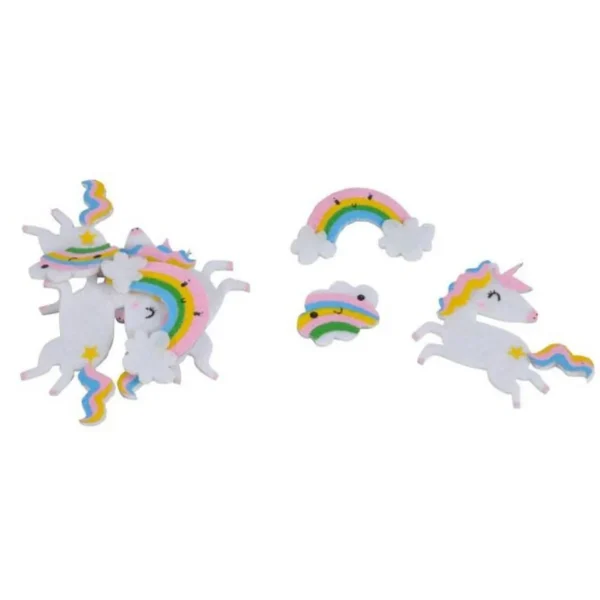 Lot de 8 Stickers Feutrine Licornes 15cm Multicolore