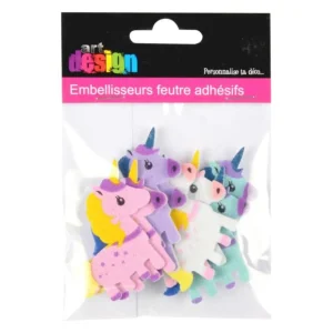 Lot de 8 Stickers Feutrine Licornes 15cm Multicolore