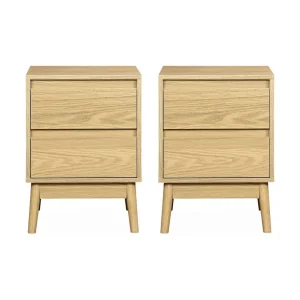 Lot de 2 tables de chevet décor bois. deux tiroirs