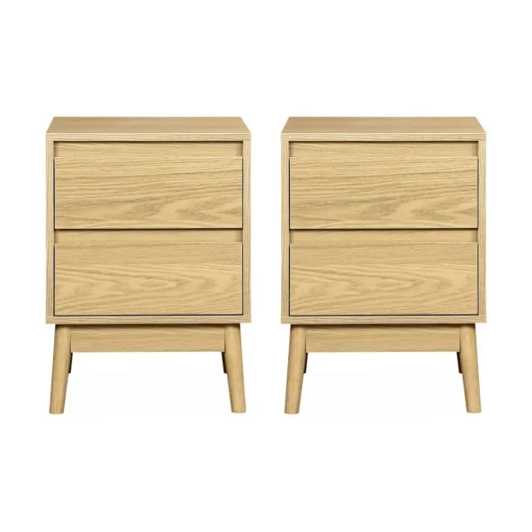 Lot de 2 tables de chevet décor bois. deux tiroirs