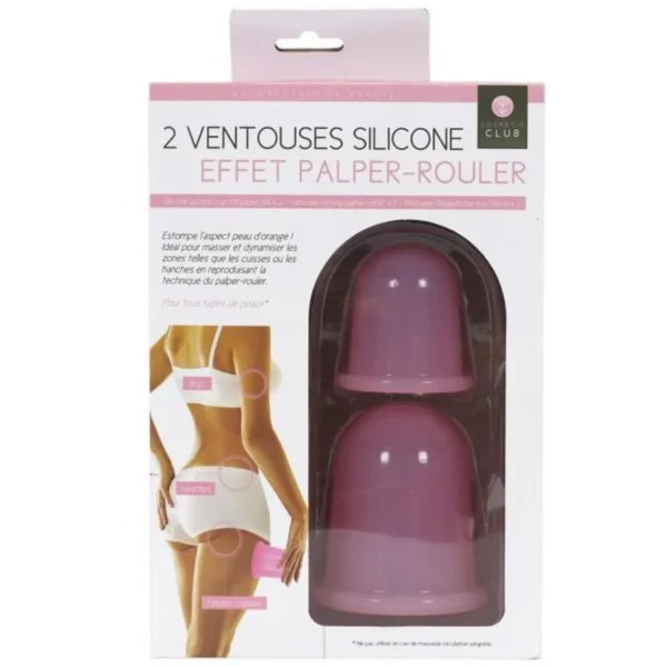 Lot de 2 Ventouses Silicone Cellulite 8cm Rose
