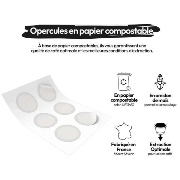 Lot d'opercules en papier compostable - Blanc