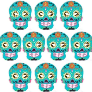 60 masques plats en carton à colorier - Calavera mexicaine