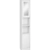 Meuble colonne de salle de bain 2 portes avec étagères réglables 2 niches miroir panneaux particules blanc