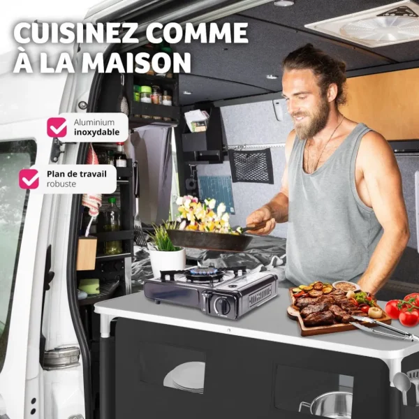 Meuble de camping 2 compartiments 6 étagères