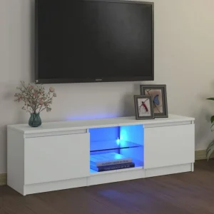 Meuble TV avec lumieres LED Blanc 120x30x35,5 cm