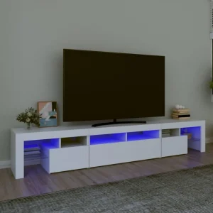 Meuble TV avec lumieres LED Blanc 230x36,5x40 cm