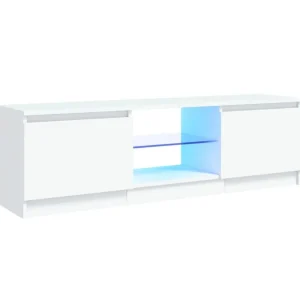 Meuble TV avec lumieres LED Blanc 120x30x35,5 cm