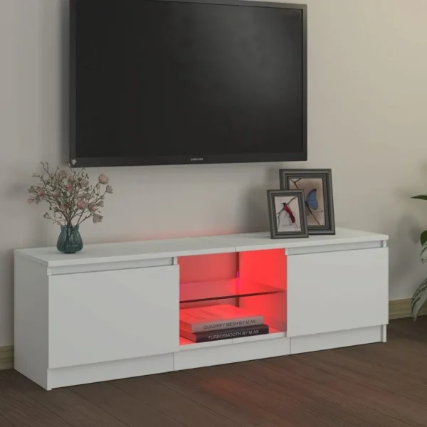 Meuble TV avec lumieres LED Blanc 120x30x35,5 cm