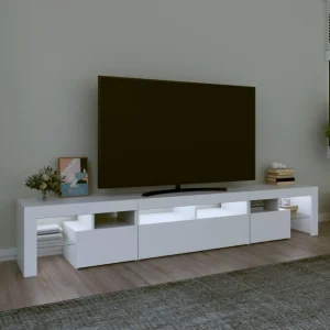 Meuble TV avec lumieres LED Blanc 230x36,5x40 cm