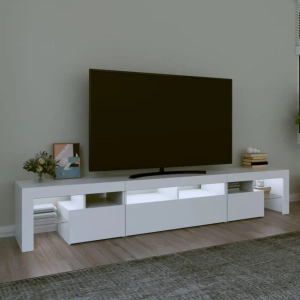 Meuble TV avec lumieres LED Blanc 230x36,5x40 cm