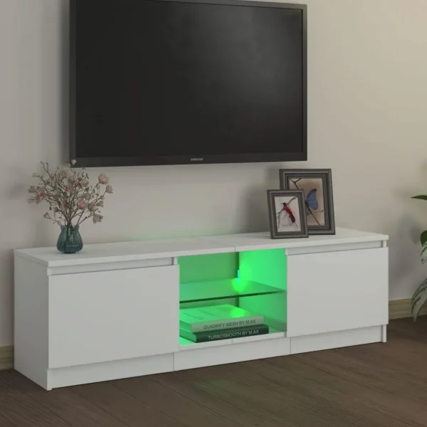 Meuble TV avec lumieres LED Blanc 120x30x35,5 cm
