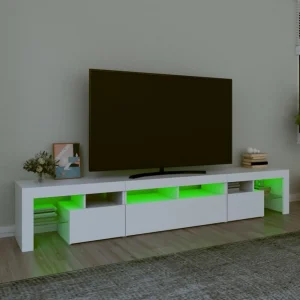 Meuble TV avec lumieres LED Blanc 230x36,5x40 cm