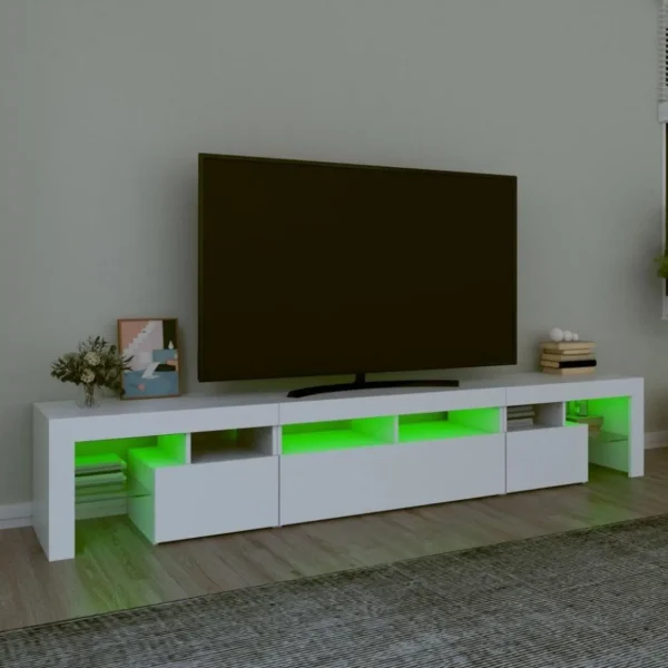 Meuble TV avec lumieres LED Blanc 230x36,5x40 cm
