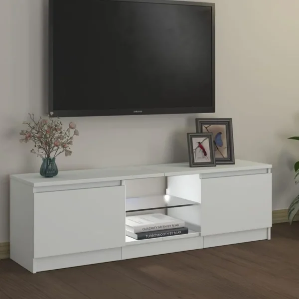 Meuble TV avec lumieres LED Blanc 120x30x35,5 cm