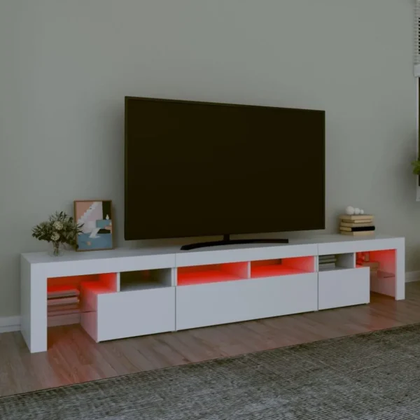 Meuble TV avec lumieres LED Blanc 230x36,5x40 cm