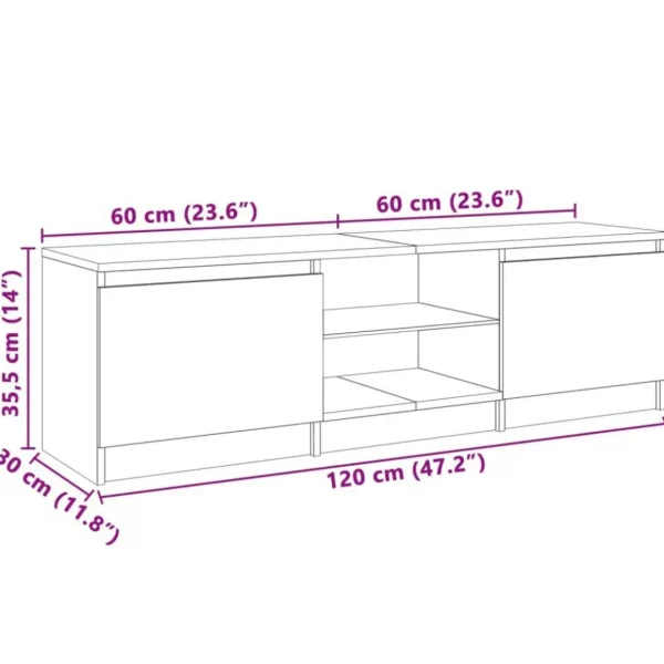 Meuble TV avec lumieres LED Blanc 120x30x35,5 cm
