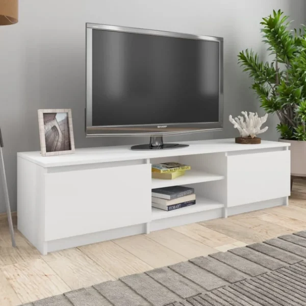 Meuble TV Blanc 140x40x35,5 cm Bois d'ingenierie