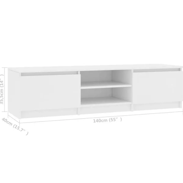 Meuble TV Blanc 140x40x35,5 cm Bois d'ingenierie